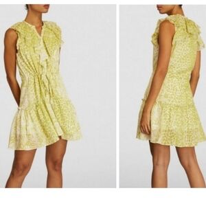 NWT-$245 AllSaints Ali Noche Print Ruffle Dress -10